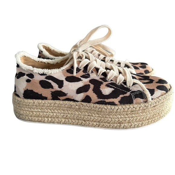 Schutz | Luna Canvas Animal Print Espadrille Platform Sneakers Size 7.5 - Picture 3 of 11